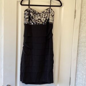 Deb Black and Silver Sequin Mini Dress size 1X EUC